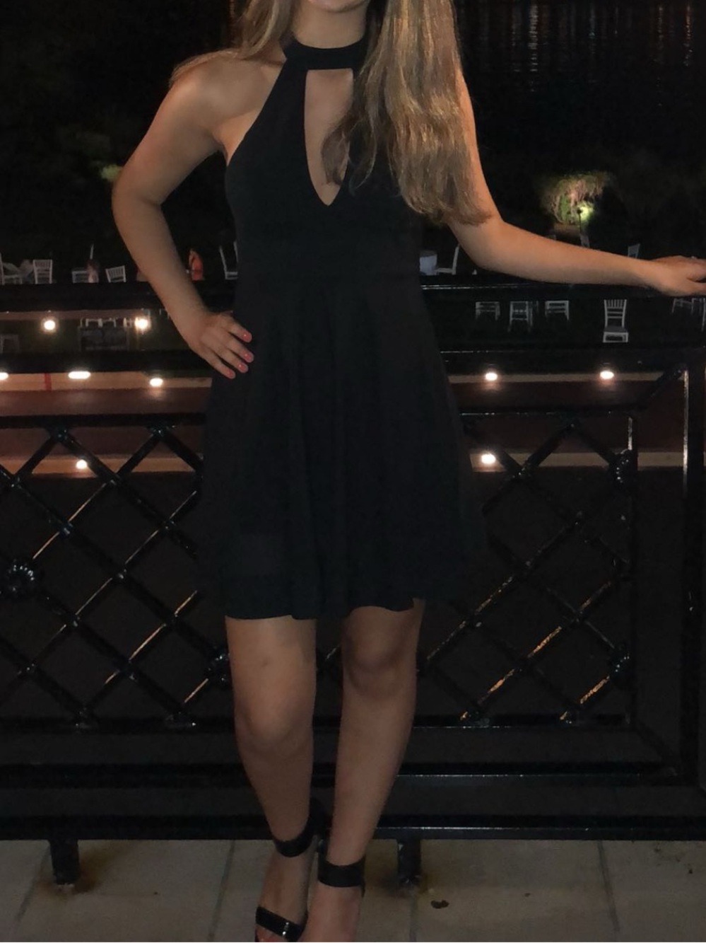 Windsor Black Halter Neck Mini Dress with Front Keyhole